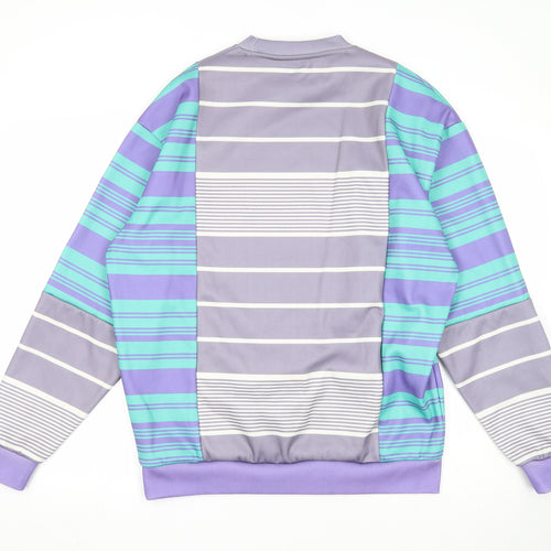 ASOS Mens Multicoloured Striped Polyester Pullover Sweatshirt Size S