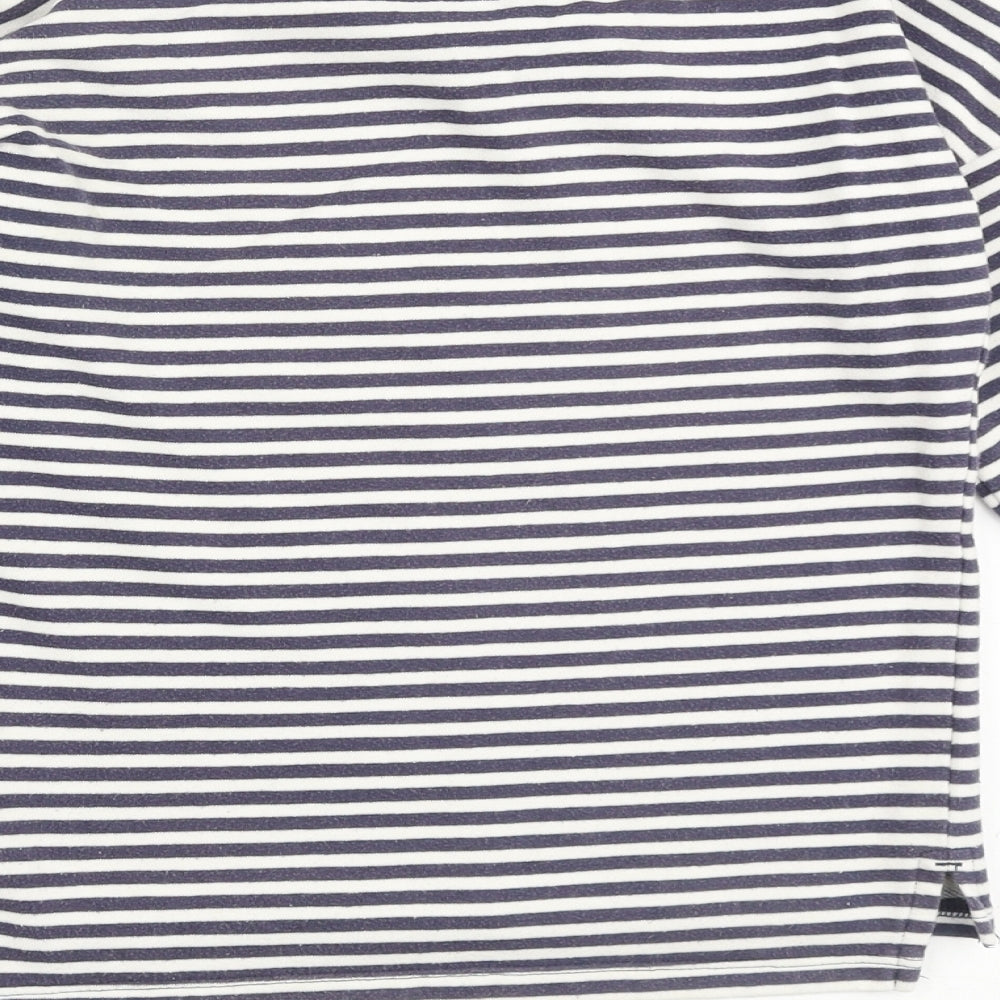 TU Girls Blue Striped Cotton Basic Casual Size 9 Years Round Neck Pullover - So Happy
