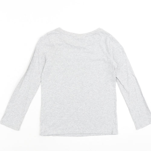 NEXT Girls Grey 100% Cotton Basic Casual Size 8 Years Round Neck Pullover