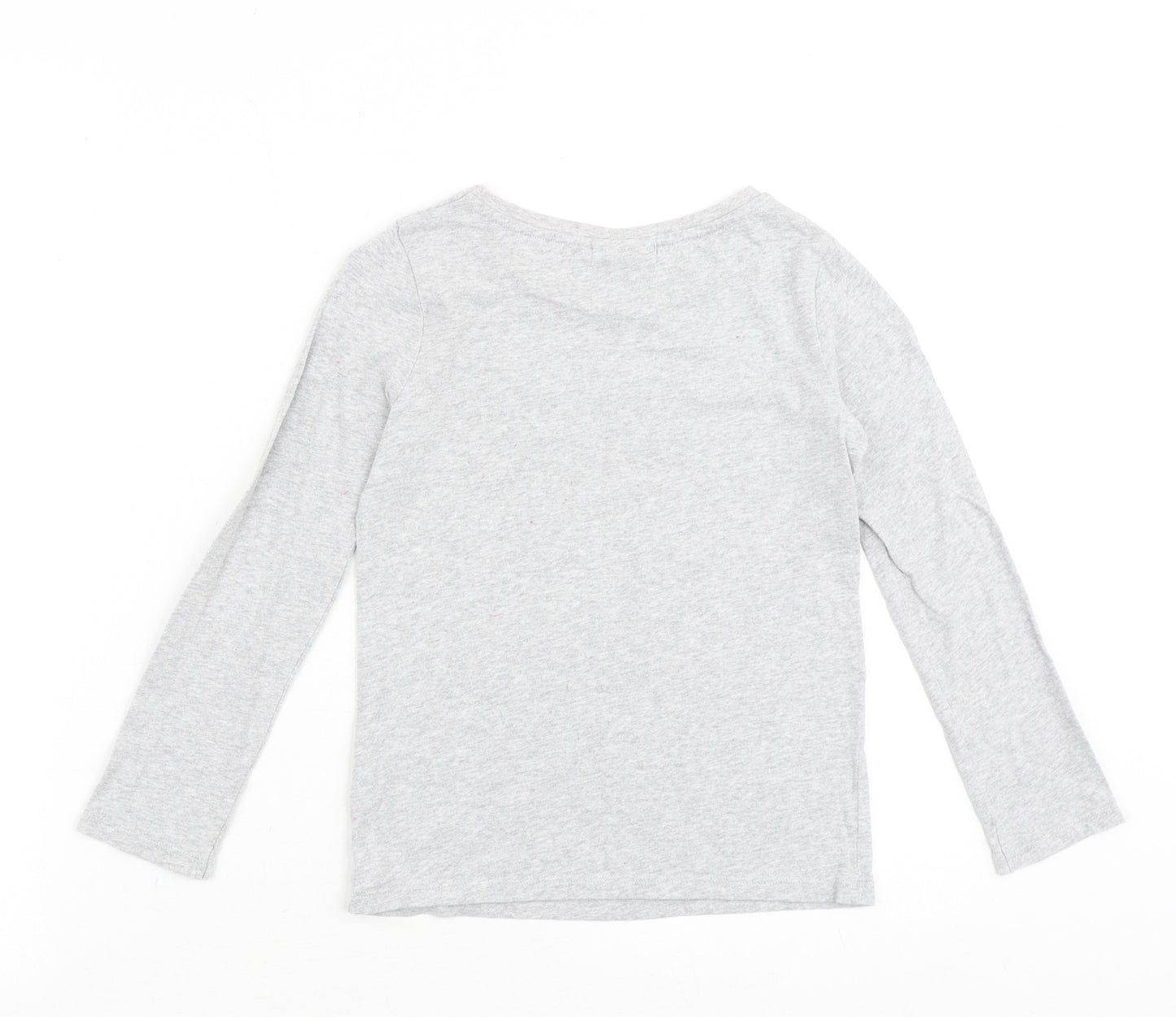 NEXT Girls Grey 100% Cotton Basic Casual Size 8 Years Round Neck Pullover