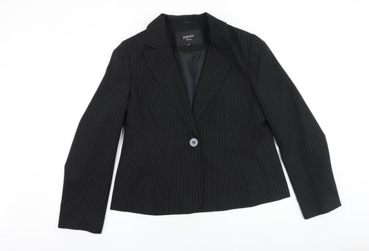Papaya Womens Black Striped Polyester Jacket Blazer Size 18