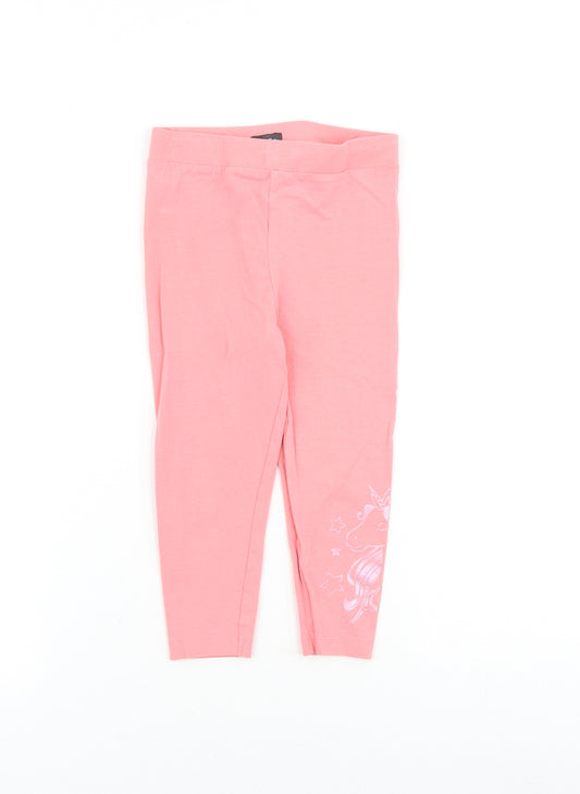 Studio Girls Pink Cotton Jogger Trousers Size 3-4 Years Regular Pullover - Unicorn Leggings