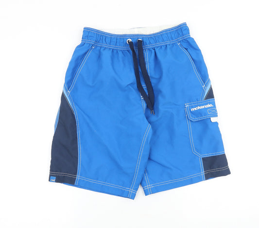 McKenzie Mens Blue Polyester Sweat Shorts Size S Regular Drawstring - Swim Shorts