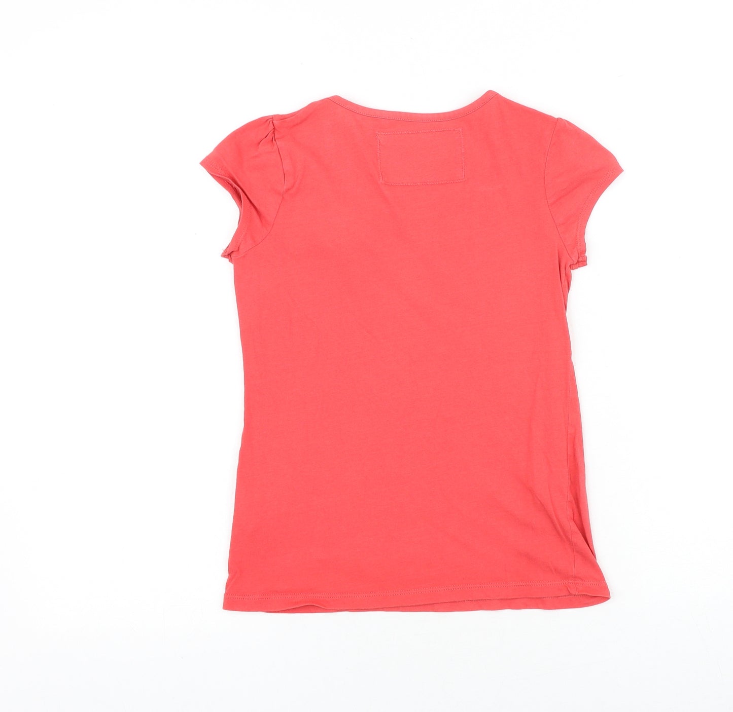 NEXT Girls Pink 100% Cotton Basic T-Shirt Size 9 Years Round Neck Pullover - Flower Detail