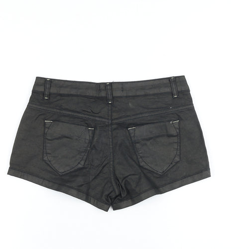 Bershka Womens Black Cotton Basic Shorts Size 6 Regular Zip