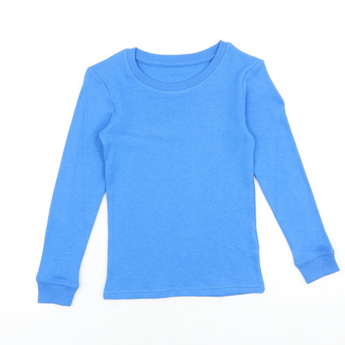 Marks and Spencer Boys Blue Viscose Basic T-Shirt Size 6-7 Years Round Neck Pullover