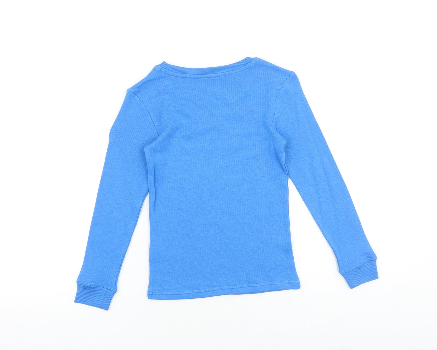 Marks and Spencer Boys Blue Viscose Basic T-Shirt Size 6-7 Years Round Neck Pullover