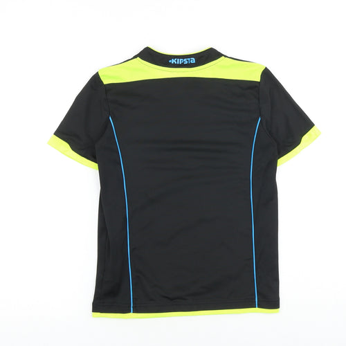 DECATHLON Boys Black Geometric Polyester Basic T-Shirt Size 10 Years Round Neck Pullover