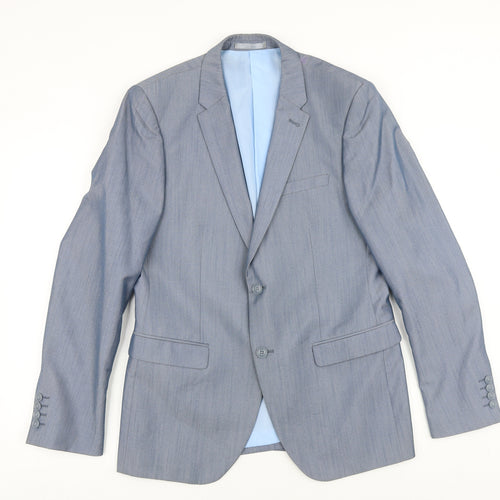 Peter Werth Mens Grey Polyester Jacket Blazer Size 40 Regular