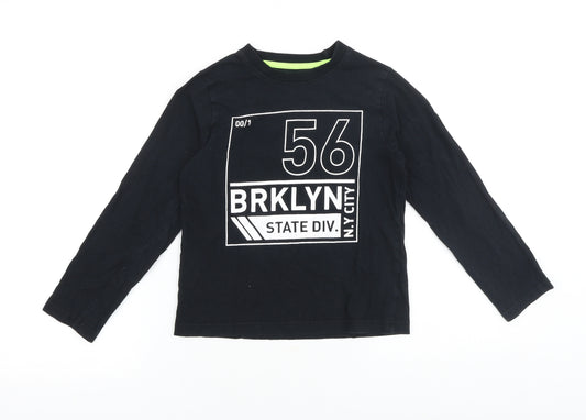 Primark Boys Black Cotton Basic T-Shirt Size 8-9 Years Round Neck Pullover
