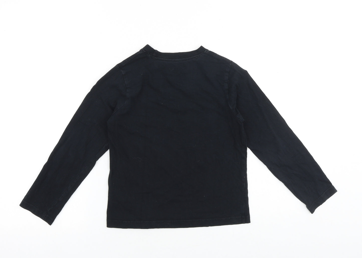 Primark Boys Black Cotton Basic T-Shirt Size 8-9 Years Round Neck Pullover