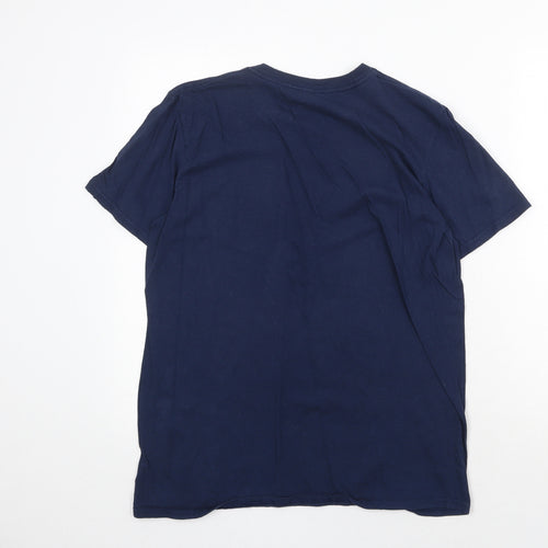 Gildan Mens Blue Cotton T-Shirt Size M Round Neck - Mars Rover Christmas