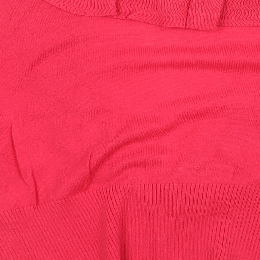 B&W Womens Pink V-Neck Cotton Cardigan Jumper Size M