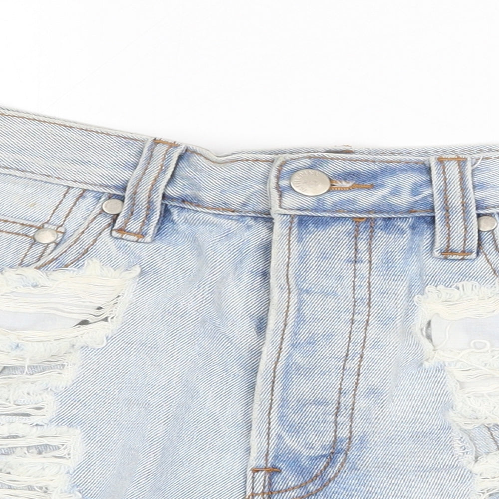 MINKPINK Womens Blue Cotton Cut-Off Shorts Size M Regular Zip - Distressed