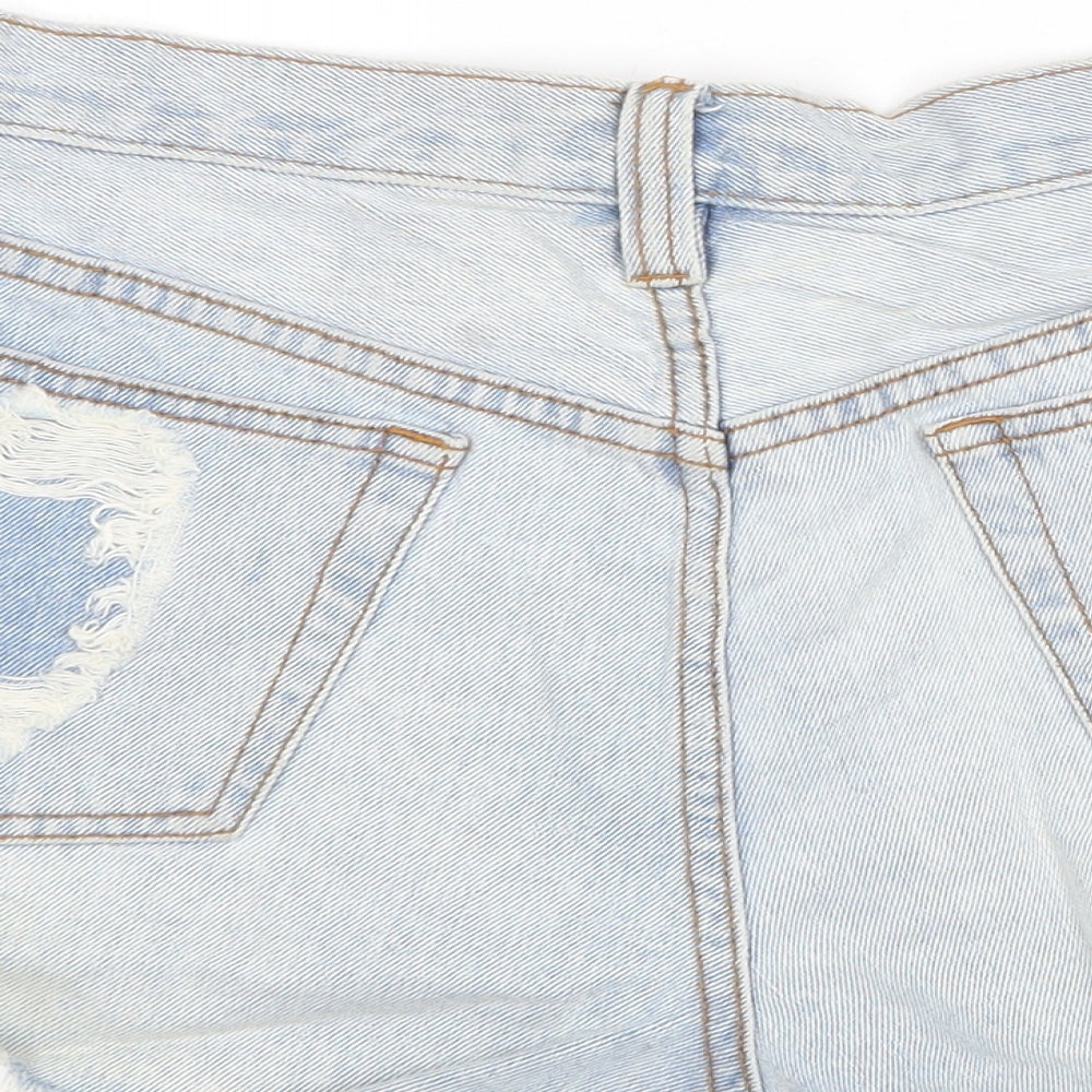 MINKPINK Womens Blue Cotton Cut-Off Shorts Size M Regular Zip - Distressed