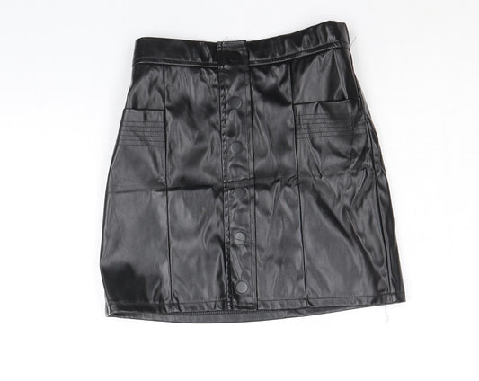 SheIn Girls Black Polyester A-Line Skirt Size 9-10 Years Regular Zip