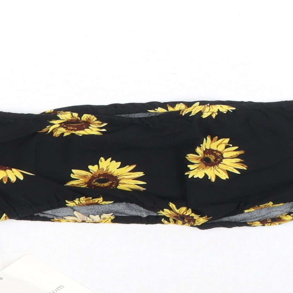 Zaful Womens Black Floral Viscose Cropped Blouse Size M Off the Shoulder - Sunflower Bardot