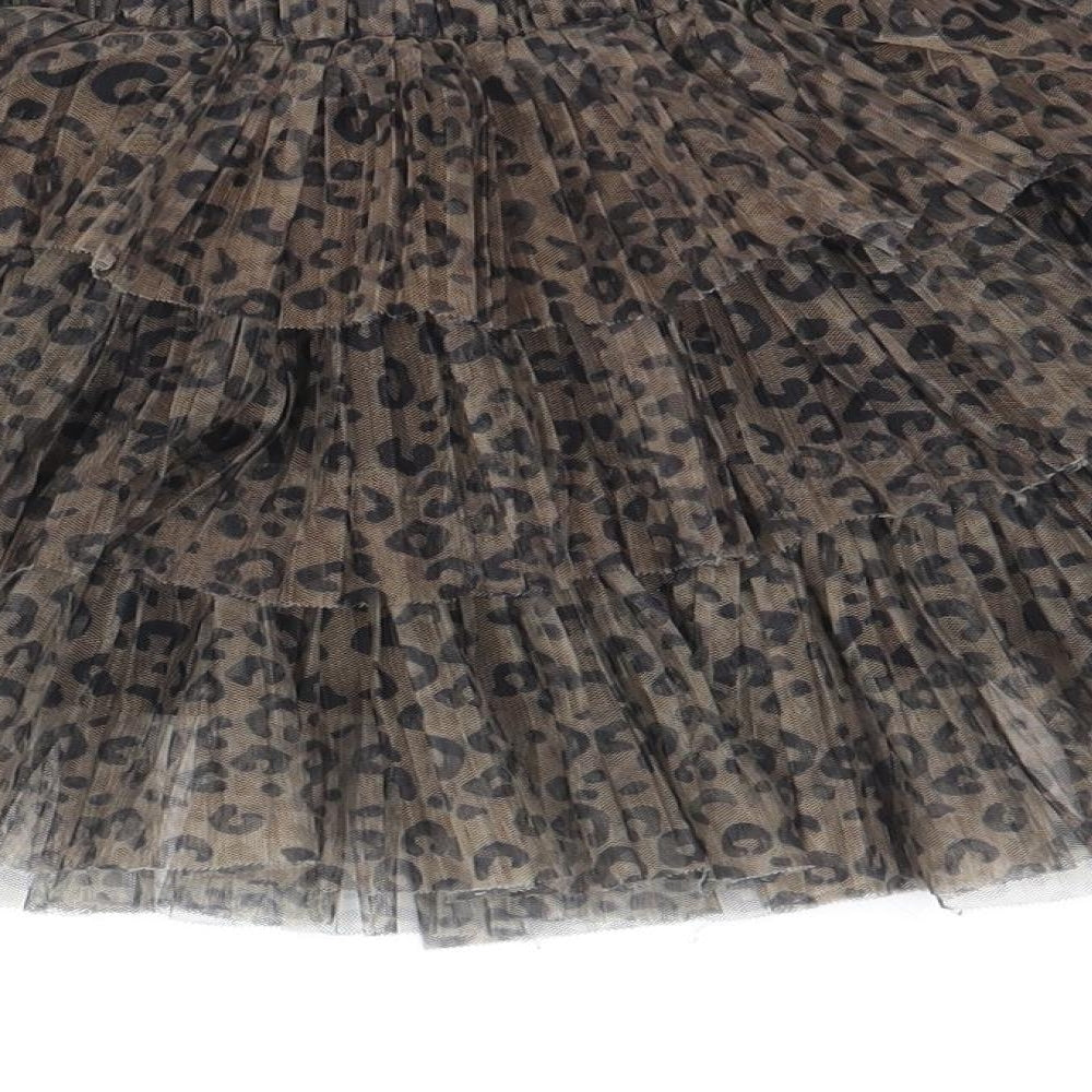 Preworn Girls Brown Animal Print Polyester Flare Skirt Size 6 Years Regular Pull On - Leopard Print