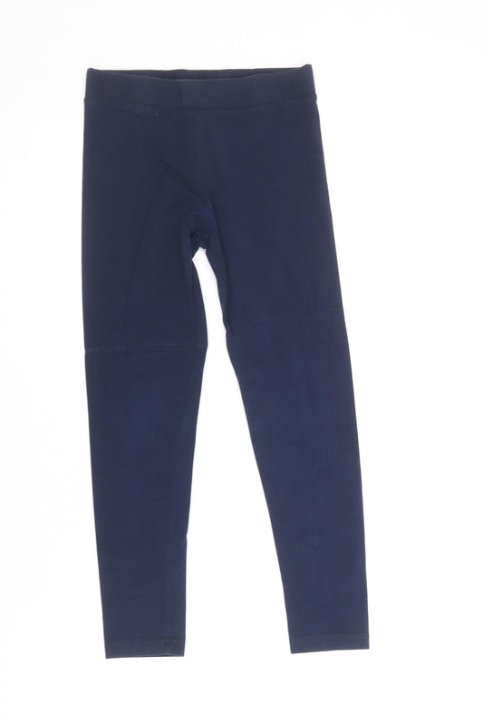 Marks and Spencer Girls Blue Cotton Jogger Trousers Size 7-8 Years Regular Pullover - Leggings