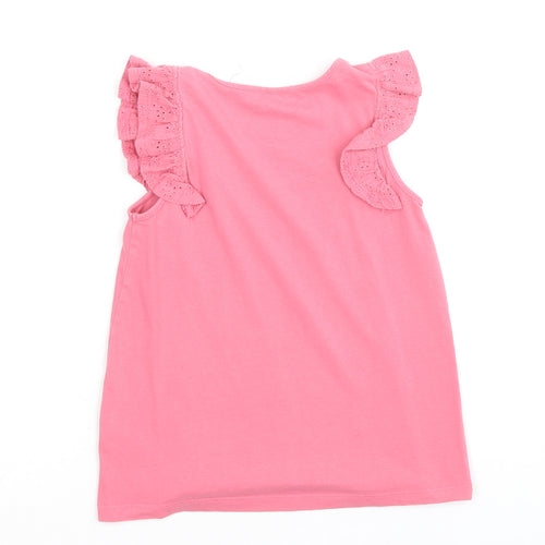 NEXT Girls Pink 100% Cotton Basic T-Shirt Size 5-6 Years Round Neck Pullover