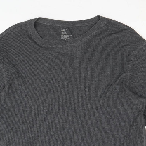 Gap Mens Grey Polyester Button-Up Size XL Round Neck