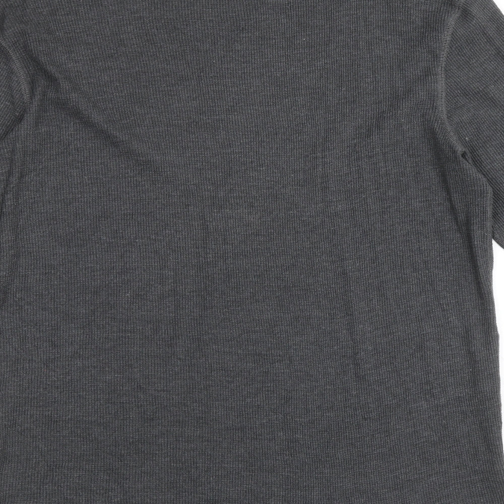 Gap Mens Grey Polyester Button-Up Size XL Round Neck