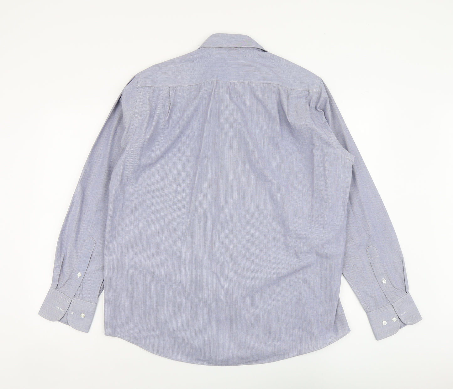 Thomas Nash Mens Blue Polyester Dress Shirt Size 16 Collared Button