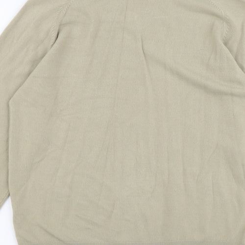 Marks and Spencer Mens Beige V-Neck Acrylic Pullover Jumper Size S Long Sleeve