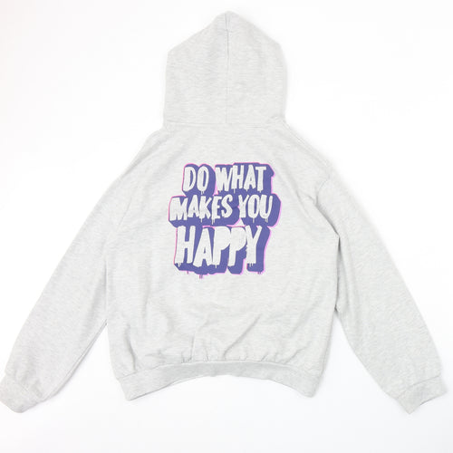 George Girls Grey Polyester Pullover Hoodie Size 10-11 Years Pullover - Do What Makes You Happy