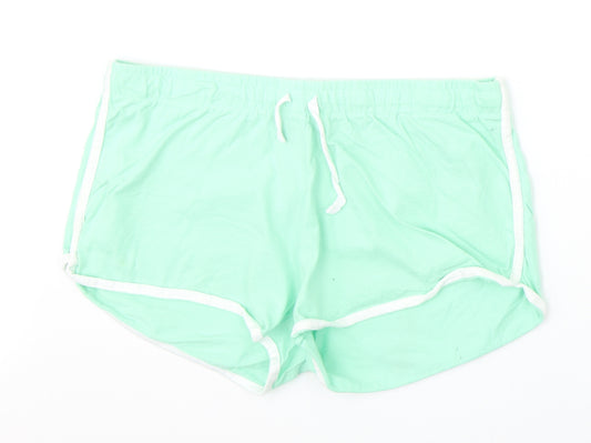 Primark Womens Green 100% Cotton Sweat Shorts Size L Regular Drawstring