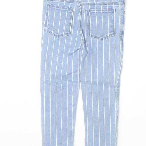 Preworn Girls Blue Striped Cotton Skinny Jeans Size 4 Years Regular Zip