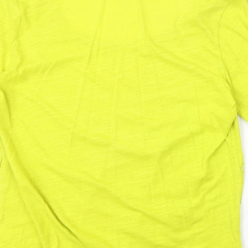 Jones New York Womens Yellow Geometric 100% Cotton Basic T-Shirt Size L Scoop Neck - Leaf Print