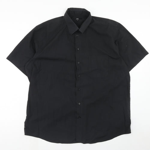 Simon Jersey Mens Black Polyester Button-Up Size XL Collared Button