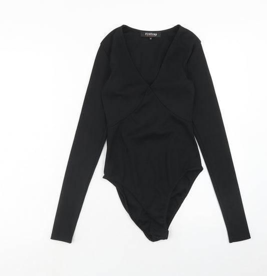 Firetrap Womens Black Polyester Bodysuit One-Piece Size XS Snap - Ribbed