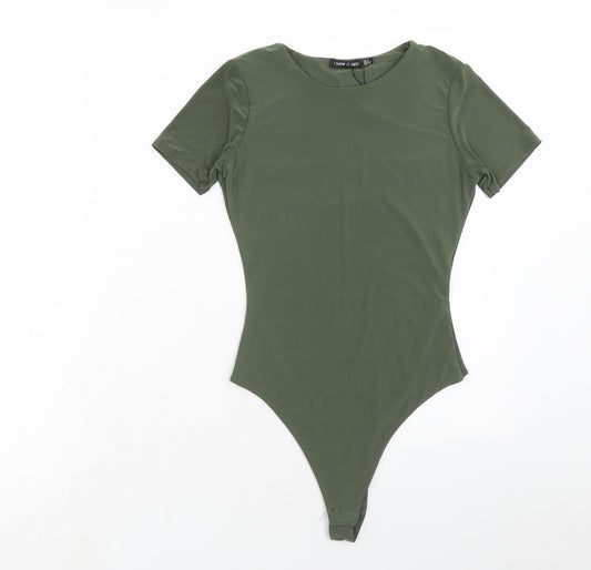 I SAW IT FIRST Womens Green Polyester Bodysuit One-Piece Size 8 Snap