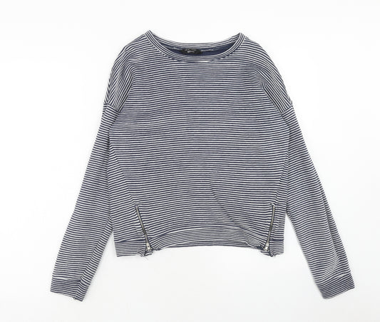 New Look Girls Blue Striped Cotton Pullover Sweatshirt Size 14-15 Years Pullover