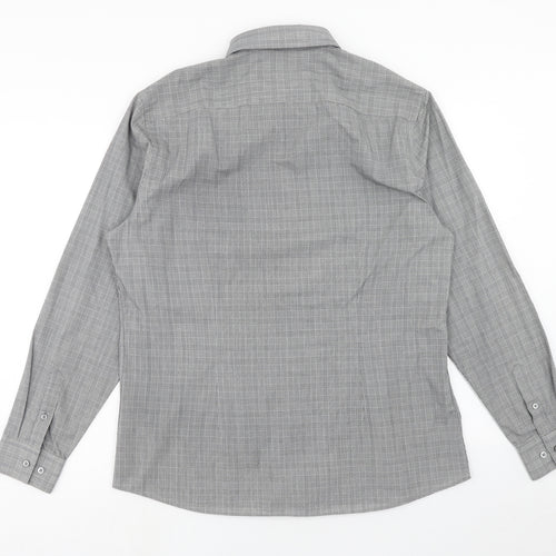 George Mens Grey Polka Dot Polyester Button-Up Size 16.5 Collared Button