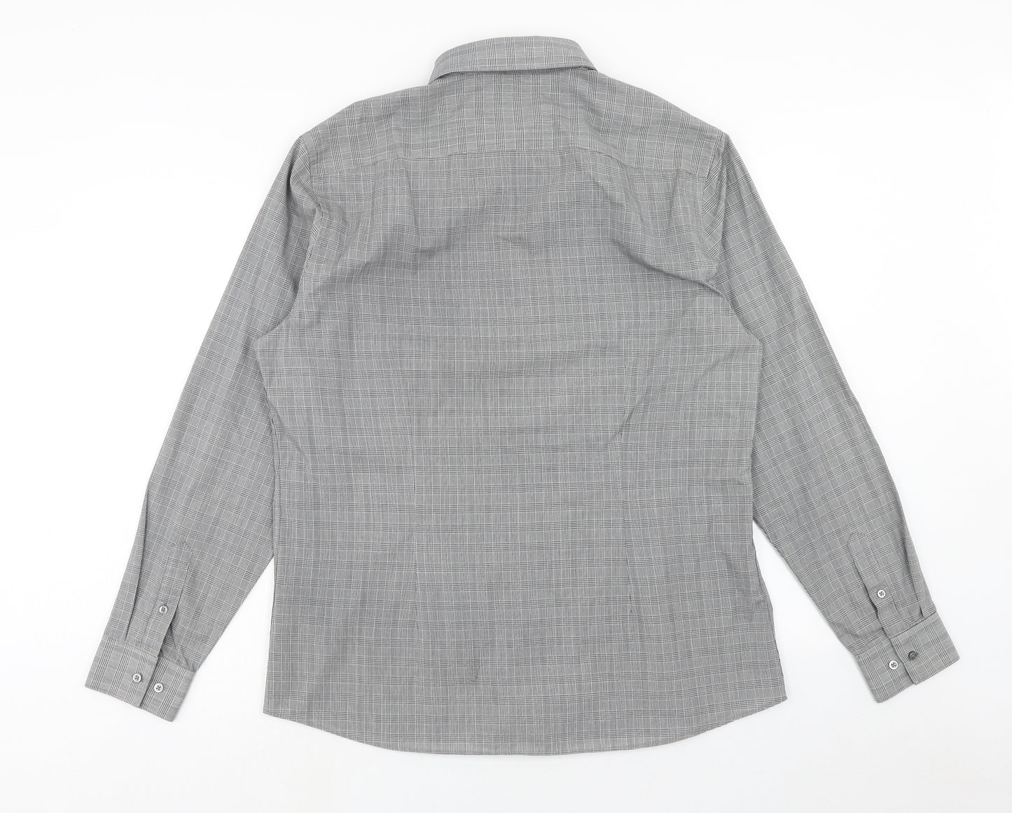 George Mens Grey Polka Dot Polyester Button-Up Size 16.5 Collared Button