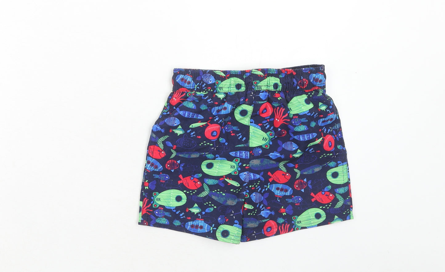 George Boys Blue Geometric Polyester Sweat Shorts Size 3-4 Years Regular Drawstring - Sea Animals Swim Shorts