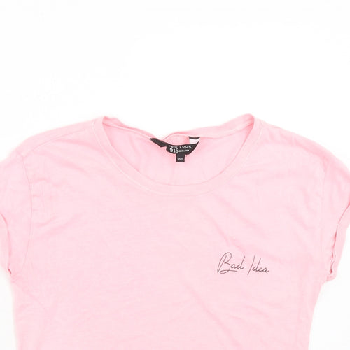 New Look Girls Pink Cotton Basic T-Shirt Size 10-11 Years Round Neck Pullover - Bad Idea