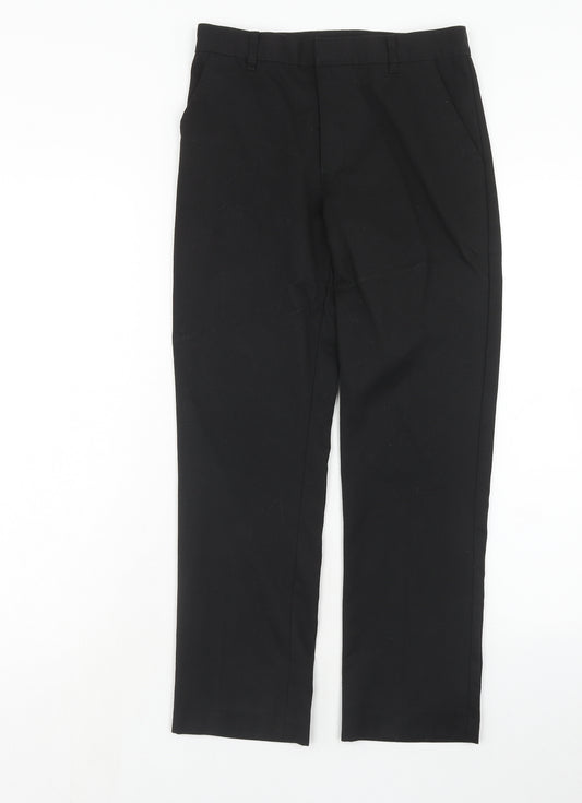 Matalan Boys Black Polyester Dress Pants Trousers Size 12 Years Regular Hook & Eye