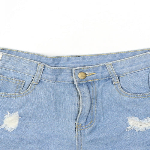 Kinouchi Womens Blue Cotton Cut-Off Shorts Size M Regular Zip