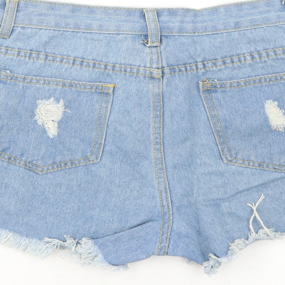 Kinouchi Womens Blue Cotton Cut-Off Shorts Size M Regular Zip