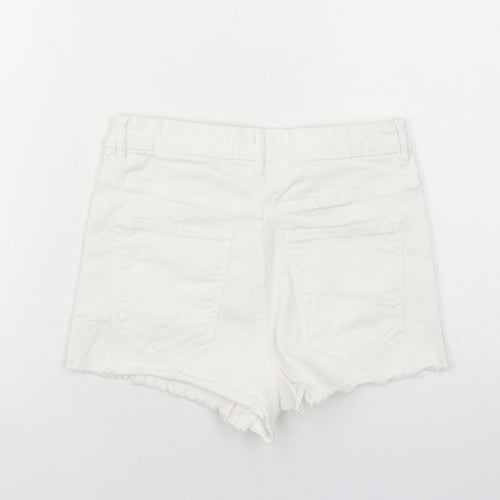 OVS Womens White Cotton Boyfriend Shorts Size 10 Regular Zip