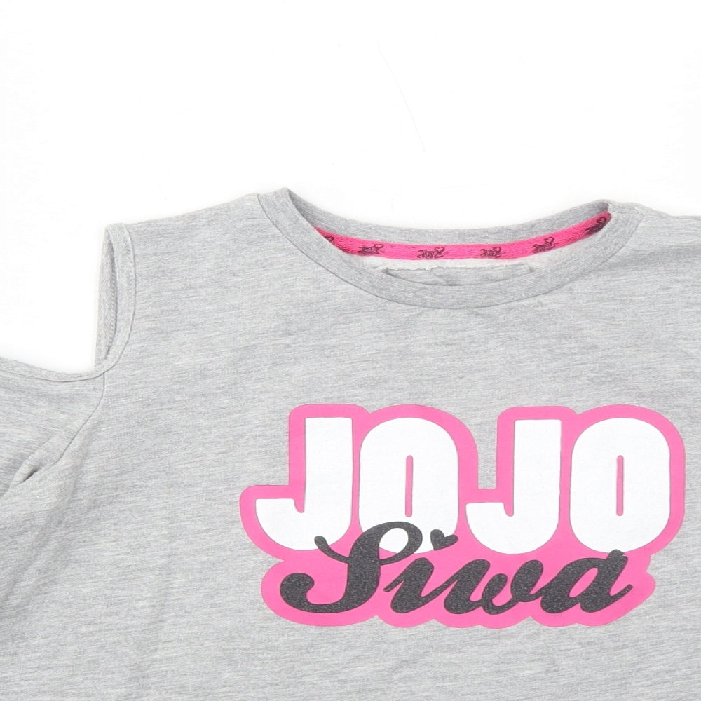 Jojo Siwa Girls Grey Cotton Pullover Sweatshirt Size 12-13 Years Pullover - Jojo Siwa, Cold Shoulder