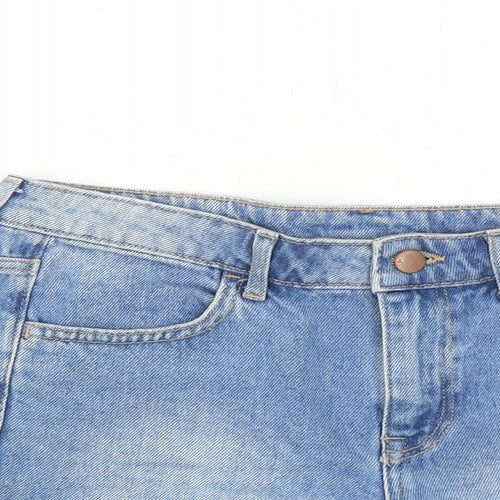 H&M Womens Blue Cotton Boyfriend Shorts Size 8 Regular Zip
