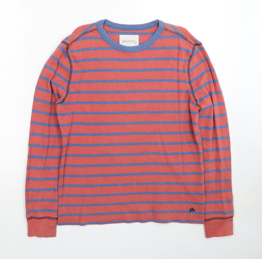 Johnnie B Boys Red Round Neck Striped Cotton Pullover Jumper Size 12-13 Years Pullover