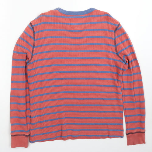 Johnnie B Boys Red Round Neck Striped Cotton Pullover Jumper Size 12-13 Years Pullover