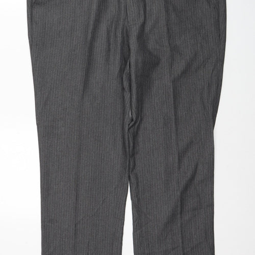 Matalan Mens Grey Polyester Trousers Size 38 in L31 in Regular Zip