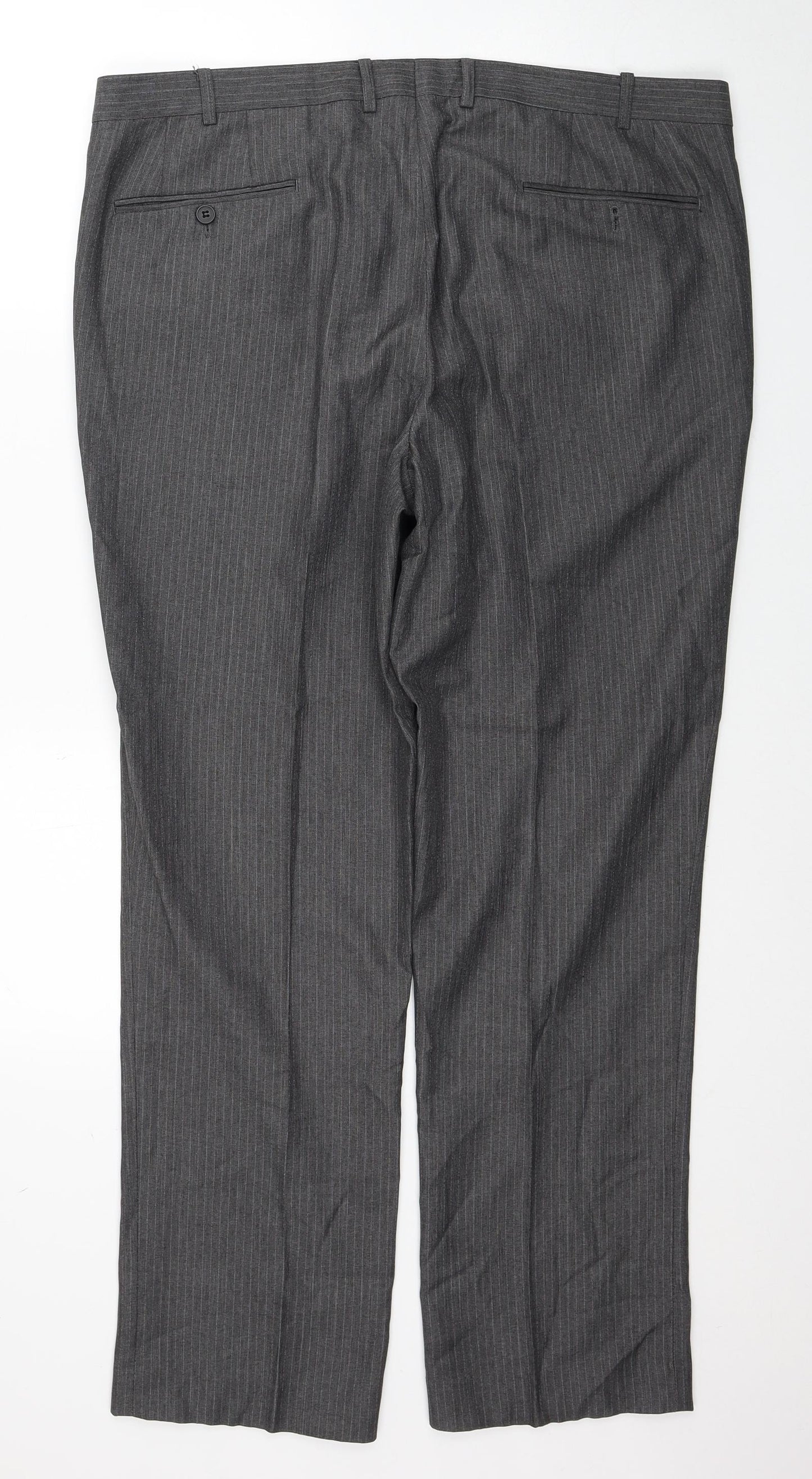Matalan Mens Grey Polyester Trousers Size 38 in L31 in Regular Zip